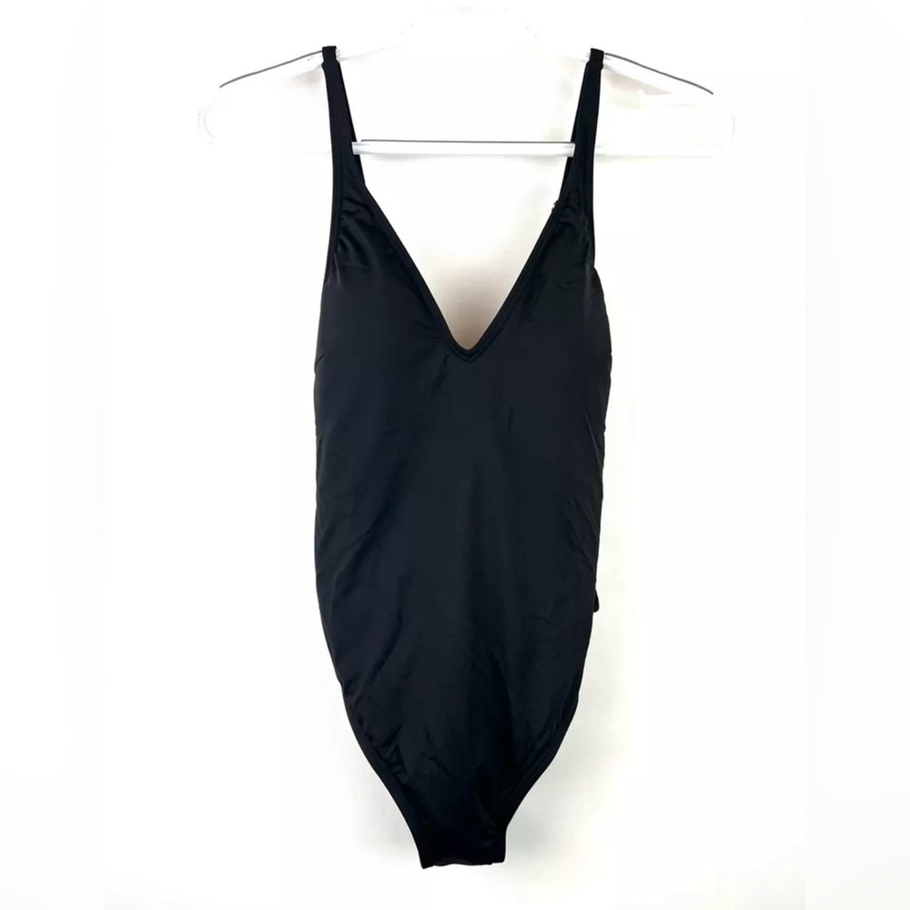 Michael Kors Womens Iconic Solids Sash Logo Trim V-Neck One-Piece Size 8